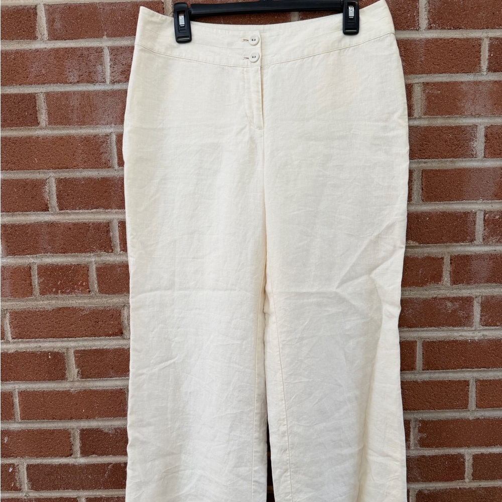 J. Jill Linen Pants Cream Size 8 Lightweight Summer Wide Leg
